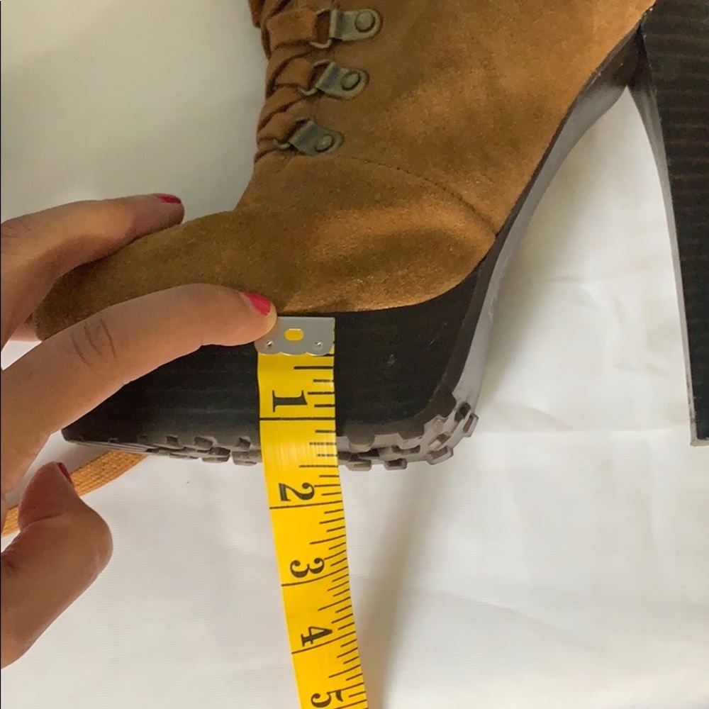 :Sold: Bebe Yvette III Suede Lace up Boots Tan - Picture 11 of 16